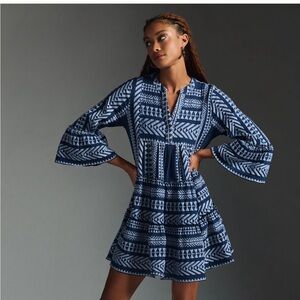 Anthropologie Devotion TWINS Black and Blue Patterned  Dress—Like NEW, worn once